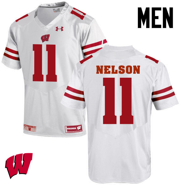 Wisconsin Badgers Men's #11 Nick Nelson NCAA Under Armour Authentic White College Stitched Football Jersey PC40B68ZA
